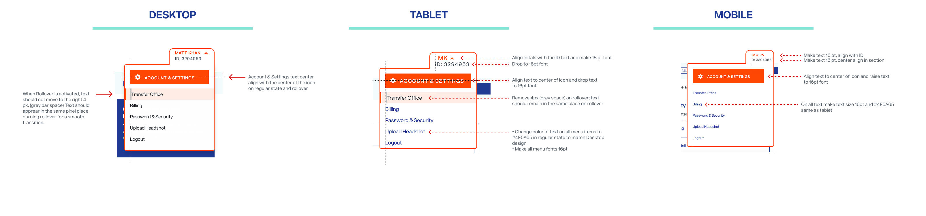 User Menu Improvements